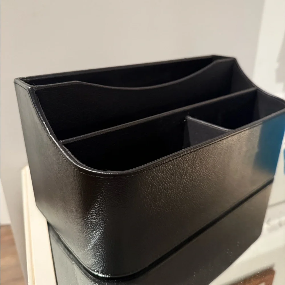 Black Leather Desk Organizer